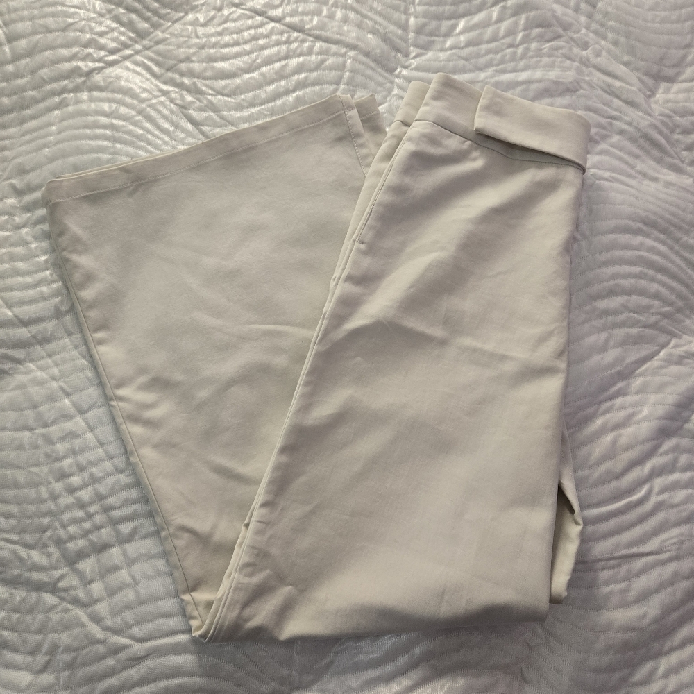 Wide-Leg Cream Pants - Picture 5 of 12